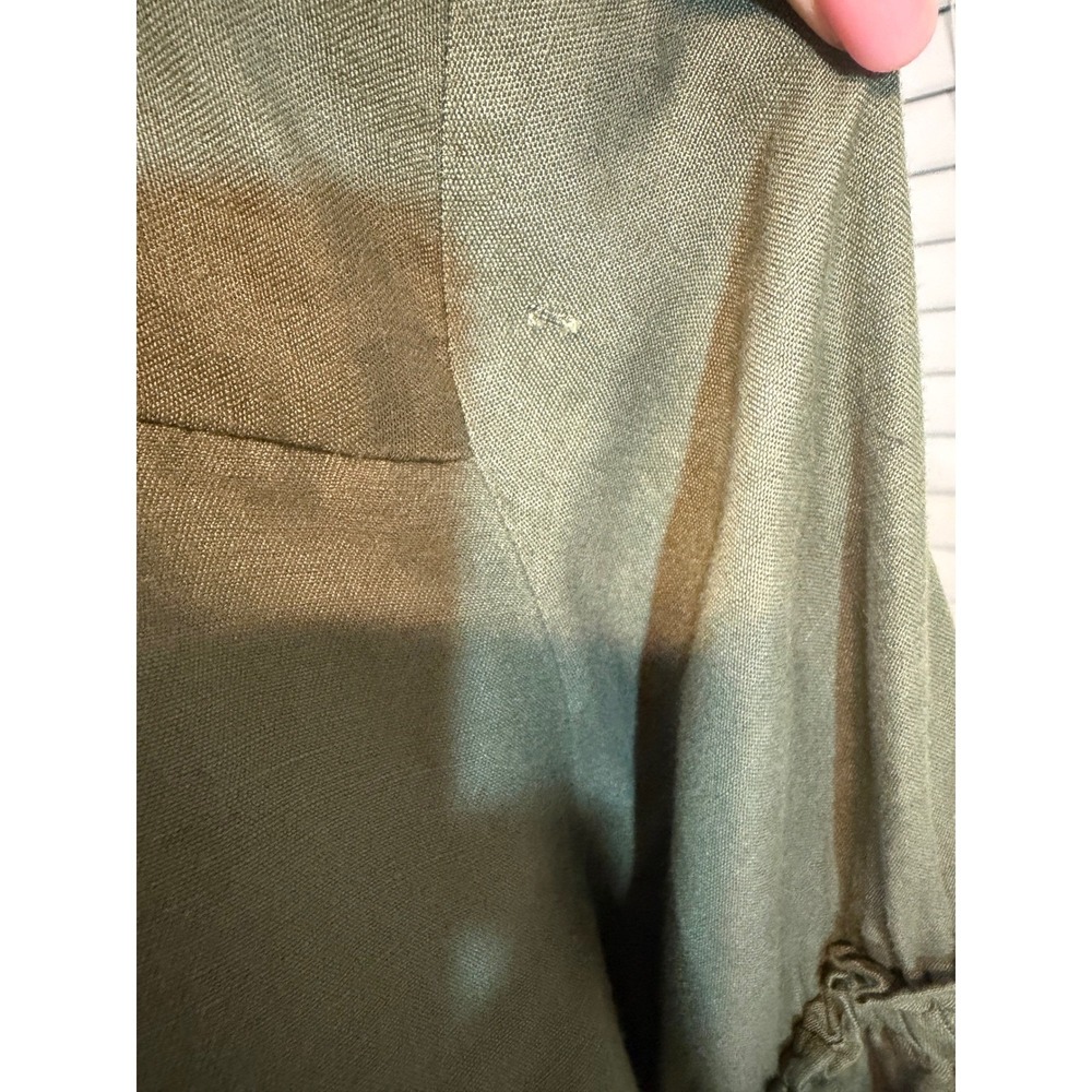 Chico's Olive Green Linen Blend Embroidered Balloon Sleeve Tunic Top XL Boho - Picture 6 of 11
